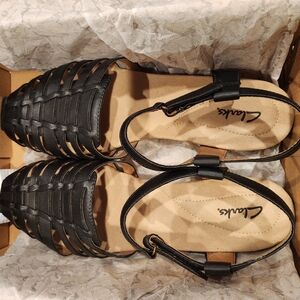 Clarks Jaina Canary huarache Wedge Leather Sandals  Brand NEW IN BOX